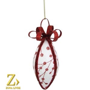 ENFEITE NATALINO BRANCO/VERMELHO 13CM