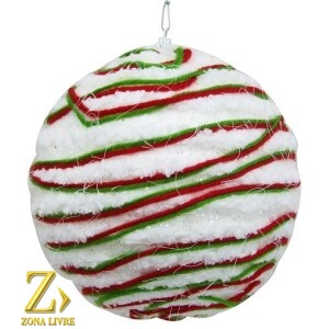 ENFEITE NATALINO BOLA BRANCO E VERMELHO 08CM