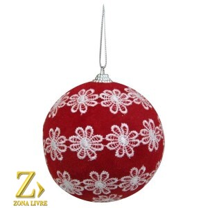 ENFEITE NATALINO BOLA VERMELHO/ BRANCO 10CM