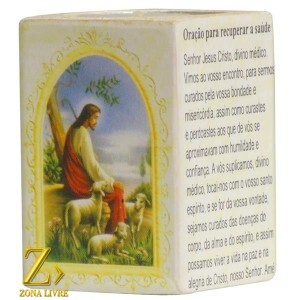 PORTA VELAS ORAÇÃO PARA RECUPERAR A SAÚDE 7,5CM