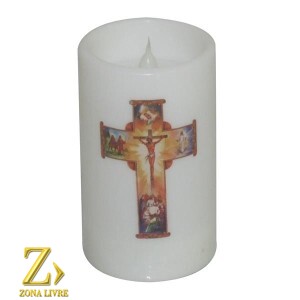 VELA COM LUZ CRUCIFIXO 11CM