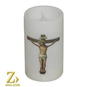 VELA COM LUZ CRUCIFIXO 11CM