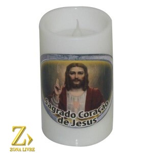 VELA COM LUZ SAGRADO CORAÇÃO DE JESUS 11CM