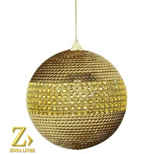 ENFEITE NATALINO BOLA DOURADA 15CM