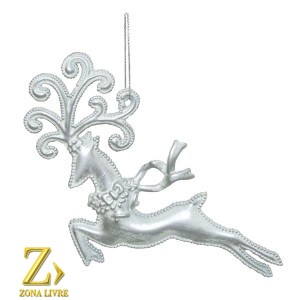 ENFEITE NATALINO RENA 18CM PRATA
