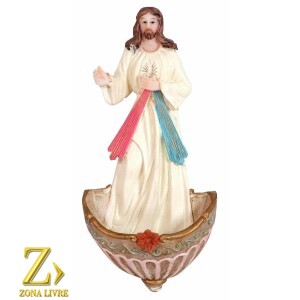 PORTA ÁGUA BENTA JESUS MISERICORDIOSO 17CM