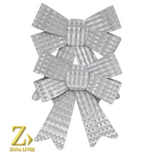 JG 2 ENFEITES NATALINOS LAÇO 25CM PRATA