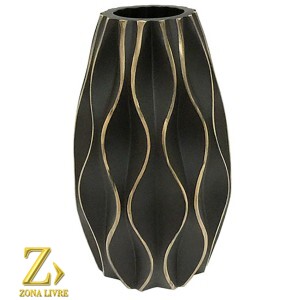 VASO DE CERAMICA PRETO 12X23CM