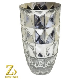 VASO DE VIDRO PRATA 12X22CM