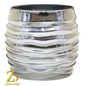 VASO DE VIDRO PRATA 15X08CM