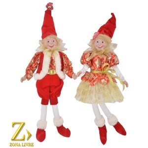 CASAL DUENDE 45CM VERMELHO/DOURADO