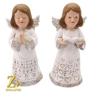 JG 2 ANJOS RESINA BRANCO 18CM