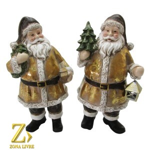 JG 2 PAPAI NOEL RESINA 19CM DOURADO