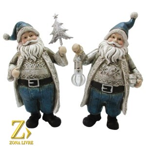 JG 2 PAPAI NOEL RESINA 25CM AZUL