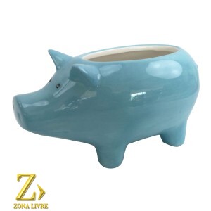 FLOREIRO PORCO AZUL 18X11X10CM
