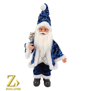 PAPAI NOEL 40CM AZUL MUSICAL