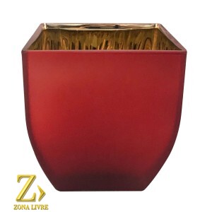 VASOS DE VIDRO VERMELHO FOSCO AVELUDADO 11,5X11,5X13CM