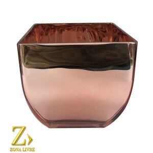 VASO DE VIDRO ROSA METALIZADO 16X16X16CM