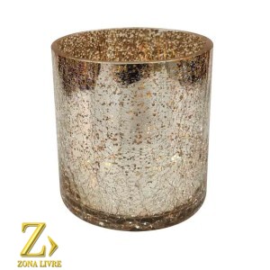 CASTIÇAL / VASO DE VIDRO GOLD METALICO 12X12CM