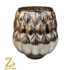 VASO DE VIDRO GOLD METALICO 18X20CM