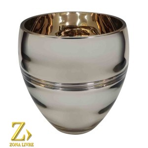 VASO DE VIDRO GOLD METALICO 16X16CM