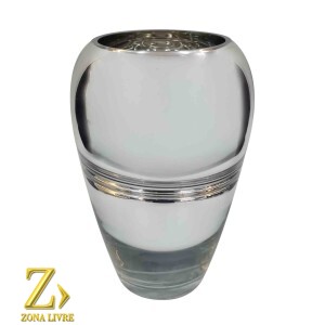 VASO DE VIDRO PRATA METALICO 16X23CM