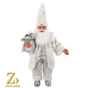 PAPAI NOEL 100CM PRATA/BRANCO