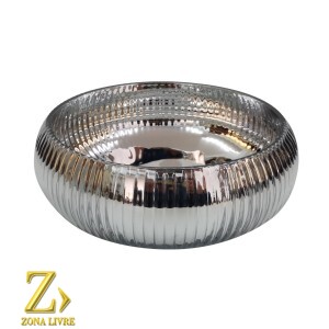 VASO DE VIDRO PRATA METALICO 20X8CM