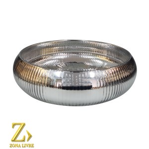 VASO DE VIDRO PRATA METALICO 30X10CM