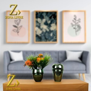 VASO DE VIDRO PRATA METALICO 16X23CM