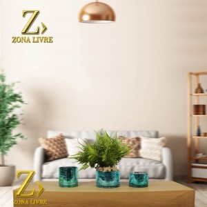 VASO DE VIDRO VERMELHO METALICO 15X10CM