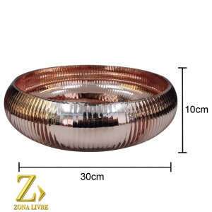 VASO DE VIDRO ROSA METALICO 30X10CM