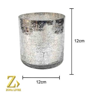 CASTIÇAL / VASO DE VIDRO PRATA METALICO 12X12CM