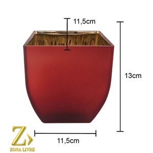 VASOS DE VIDRO VERMELHO FOSCO AVELUDADO 11,5X11,5X13CM
