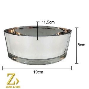 VASO DE VIDRO PRATA METALIZADA 19X11,5X8CM