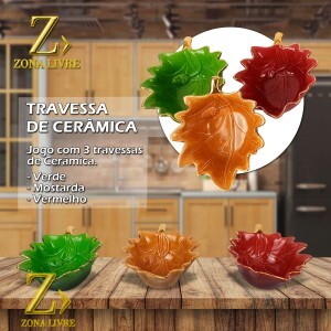 JOGO 3 TRAVESSAS FOLHA 06X12CM
