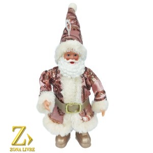 ENFEITE NATAL PAPAI NOEL ROSA 25CM