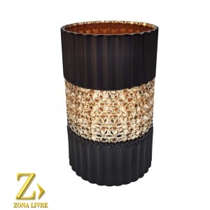 VASO DE VIDRO PRETO FOSCO 12,5X12,5CM