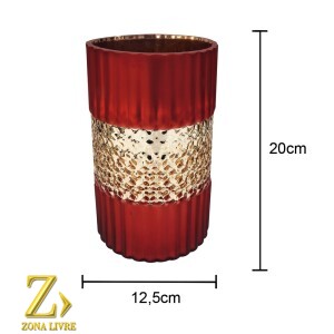  VASO DE VIDRO VERMELHO FOSCO 12,5X12,5CM
