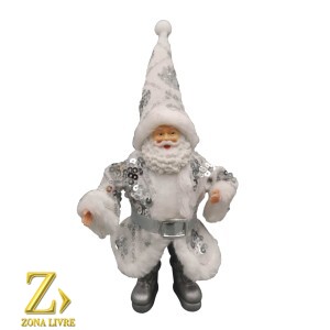 ENFEITE PAPAI NOEL PRATA/CINZA 22CM CX/12