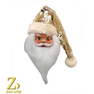 ROSTO PAPAI NOEL DOURADO 20CM