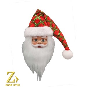 ROSTO PAPAI NOEL VERMELHO/VERDE 20CM