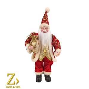 PAPAI NOEL VERMELHO/DOURADO 30CM