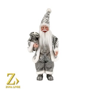 PAPAI NOEL PRATA/CINZA 30CM
