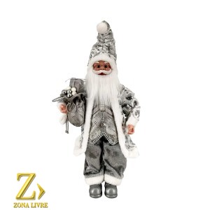 PAPAI NOEL PRATA/CINZA 50CM