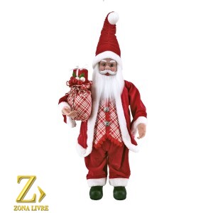 PAPAI NOEL MUSICAL VERMELHO/BRANCO 70CM