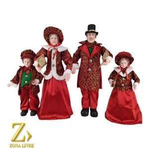 FAMILIA NATALINA VERMELHO/VERDE 50/65CM