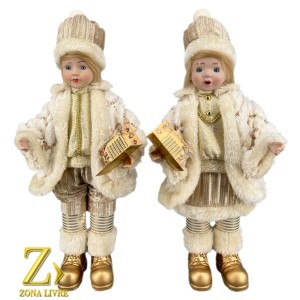 JG CRIANÇA MUSICAL CREME/DOURADO 45CM