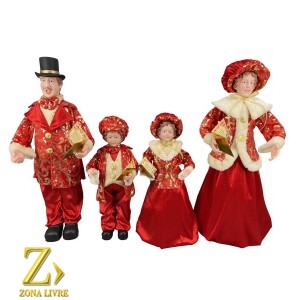 FAMILIA NATALINA VERMELHO/DOURADO 50/65CM