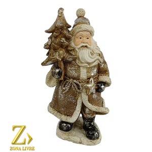 PAPAI NOEL DE RESINA 24CM DOURADO
